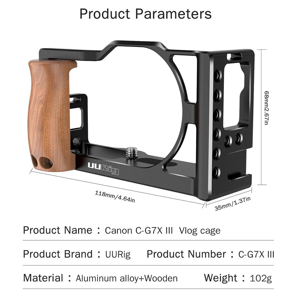 Dslr Camera Cage Rig Frame Case Stabilizer Met Houten Handvat Hand Grip Koude Shoe Mount Voor Canon G7X Mark Iii