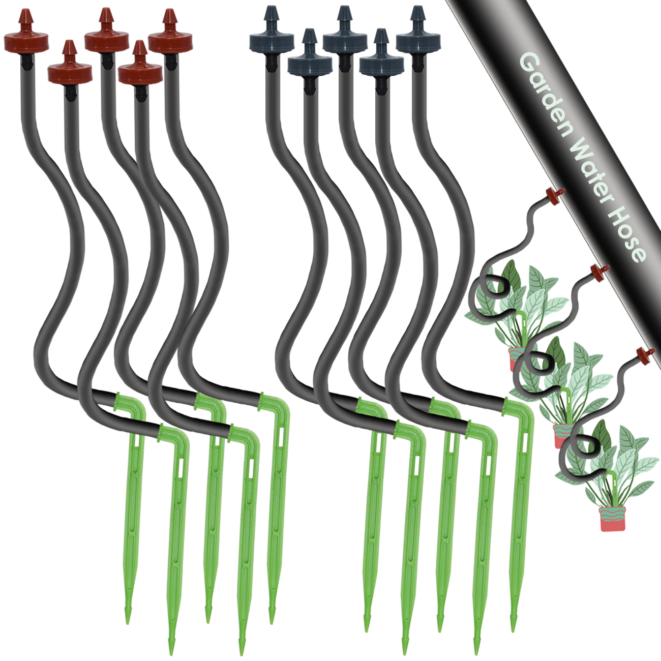 KESLA invernadero 50 Uds riego por goteo 2L/H 4L 8L goteros de flecha curva Kit de sistema de riego de jardín manguera de 3/5mm para herramientas de macetas