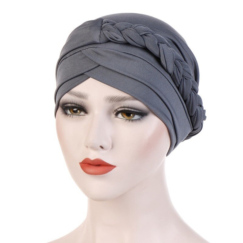 Vrouwen Dames Moslim Haaruitval Stretch Tulband Caps Kanker Chemo Hoed Effen Kleur Braid Head Sjaal Beanie Bonnet