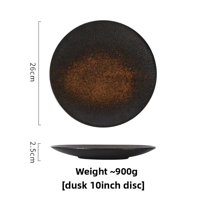Einfacher runder Keramikteller Ich bin japanischen Stil, kreativer Steak-Essteller, Nudellinie, flaches Erzähler, westliches Restaurant-Geschirr: Kamel