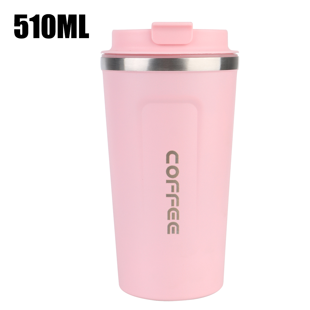 Thermo Cafe Dubbele Rvs Koffiemok voor Thee Water Koffie 380/510ML Leak_Proof Reizen Thermo Cup auto Thermos Mok: Paars
