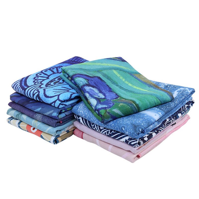 Yogahåndklæder skridsikker trykt yogamåtte absorberende og varmebestandigt betræk håndklæde anti-slip mikrofiber yogamåtte størrelse 183*61cm