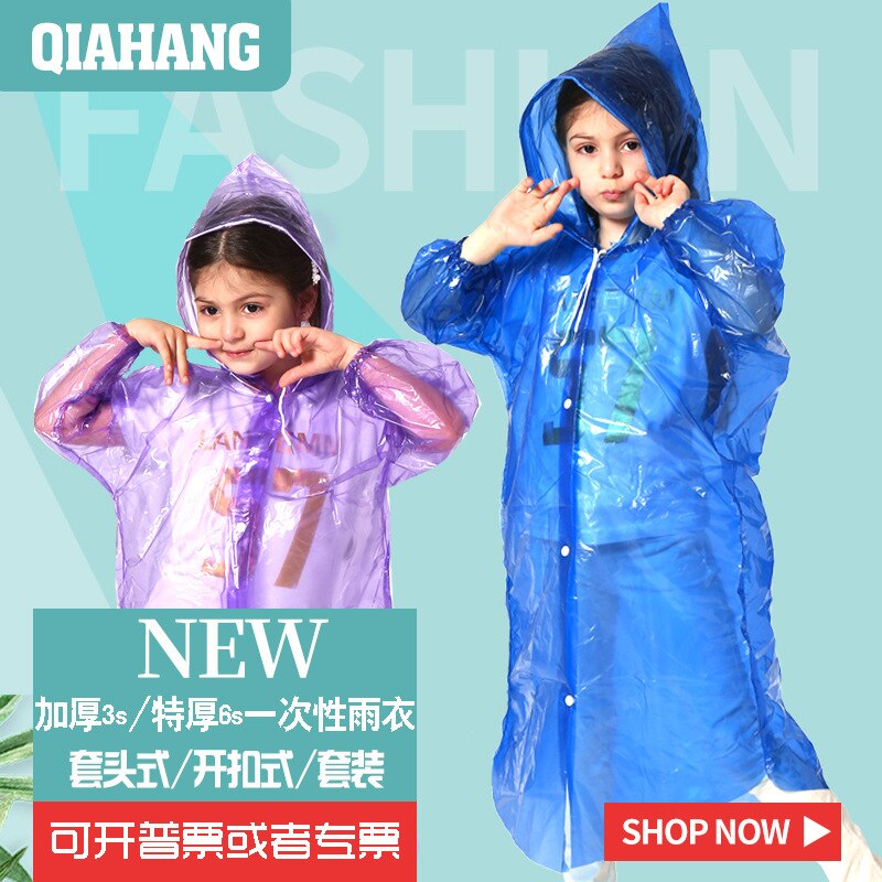 Children Disposable Raincoat Thickened Collar Loose Sleeve Outdoor Raincoat The Same Style For Mother And Child