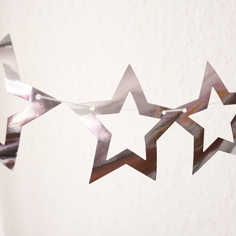 Heldere Goud Zilver Star Party Decoratie Hollow Star Papier Slingers Bruiloft Decor Verjaardag Feestartikelen Nursery Room Decor
