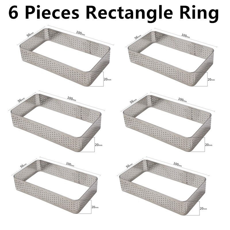 SHENHONG 9 Löcher Welle Form Torte Dekoration Dessert Silikon Gebäck Kuchen Form Zum Backen Tartlet Mould Mousse Schokolade Pan: 6PCS Rectangle Ring