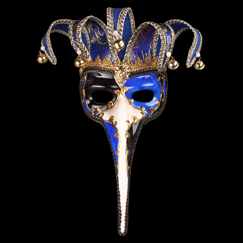 PVC Long Nose Masquerade Masks Venetian Mask For Parties Man Costume Halloween Venice Masque Carnival Maske Anonymous Masks: blue
