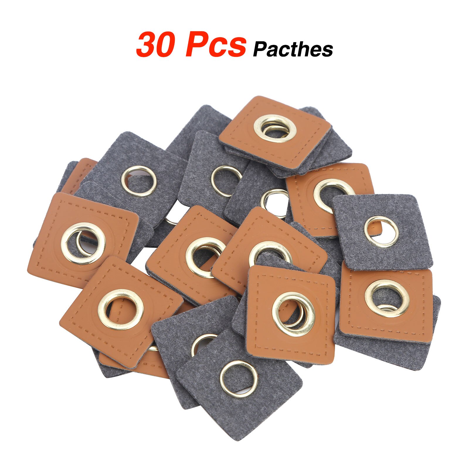 30 Naaien Op Kleding Patches Pu Leer Badges Patch Labels Innerlijke 8Mm Metaal Messing Oogjes Grommets Patch Diy Knit naaien Applique: Brown Square