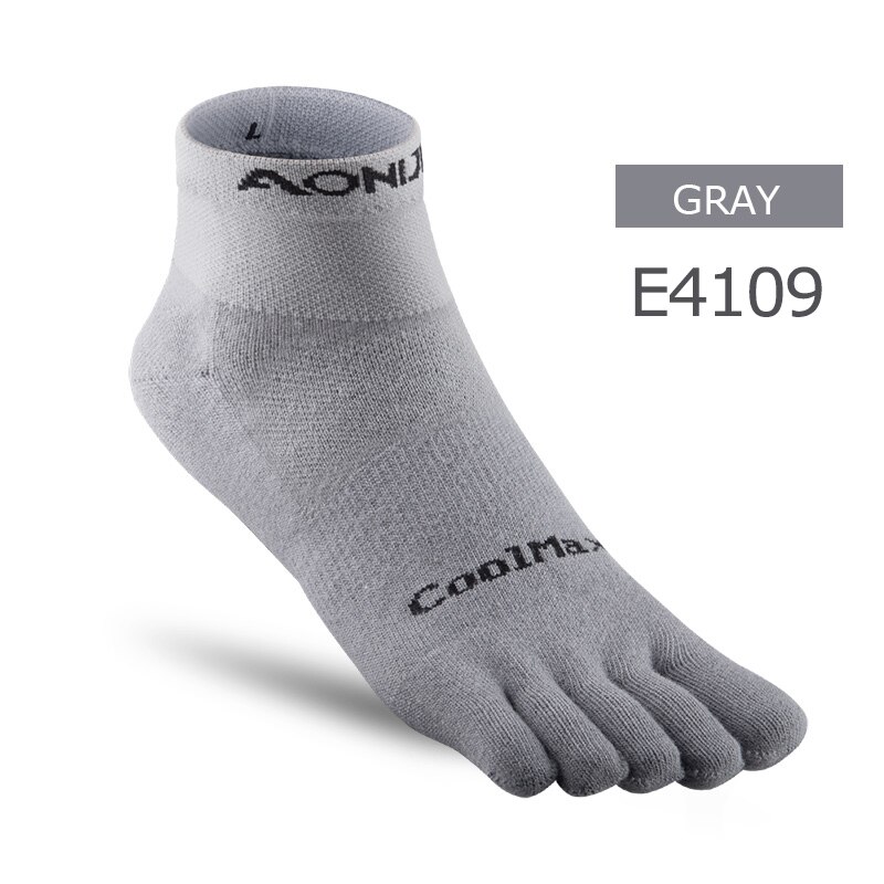 AONIJIE Een Paar Lichtgewicht Sokken Low Cut Athletic Teen Sokken Kwart Sokken Voor Vijf Tenen Barefoot Loopschoenen Marathon Ras: E4109 Gray / S