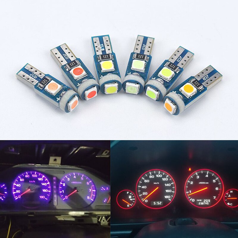 Accessoires de voiture, 5 pièces, lampe Led T5 3030 12V, éclairage intérieur automatique, indicateur de réchauffement du tableau de bord, lampe d&#39;instrument automobile