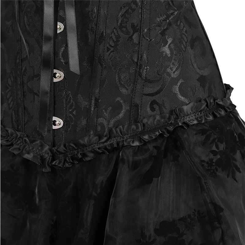 Sexy Gothic Corset Jurk Plus Size Victoriaanse Kostuum Burlesque Corset Rok Set Moulin Rouge Dansen Kostuum Corset Jurk Zwart
