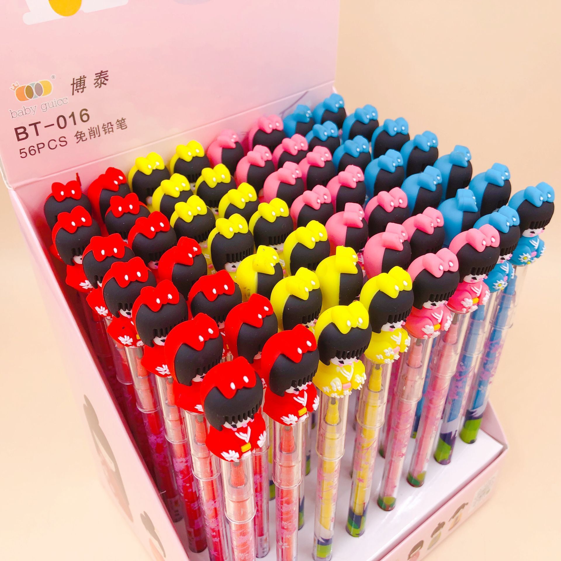 Poupée Kimono Kawaii, crayon mécanique, stylo automatique , papeterie , fournitures d'écriture pour bureau et école, 56 pièces/lot