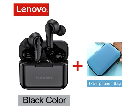 Lenovo – écouteurs sans fil Bluetooth, QT82, casque d'écoute stéréo HD, micro parlant, grande batterie 400mAh, étanche IPX5: black w case
