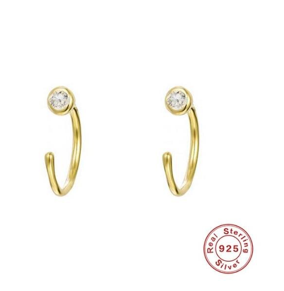 Roxi 925 sterling sølv geometriske runde cz øreringe til kvinder øreben øre spænde brusk helix piercing øreringe: Guld