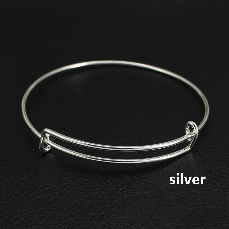 Charming Expandable Bangle Bracelet DIY Charm Wire Adjustable Bangle Women Adult 10Pcs Lot Gold Silver Color: silver