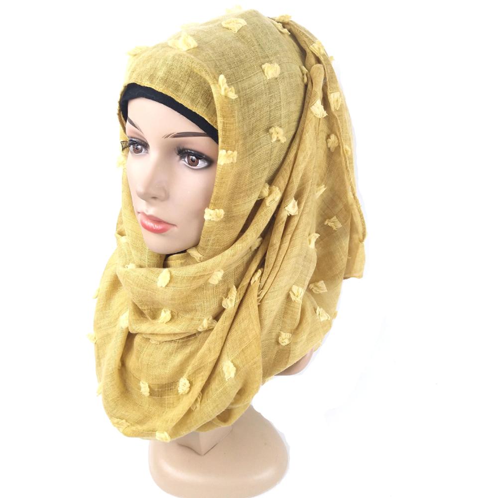 Baumwolle binden-färben Jacquard Ball Muslimischen Hijabs Kopftuch Arabischen Frauen schlicht Schals wickelt Malaysia Lange Schal Islamischen Hijab 180x90cm: 4