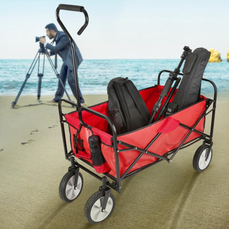 69*13.5*55cm Foldable Garden Trolley Cart Tool Handcart Transport Trolley 4 Wheel Pull Along Wheelbarrow Garden Tools HWC