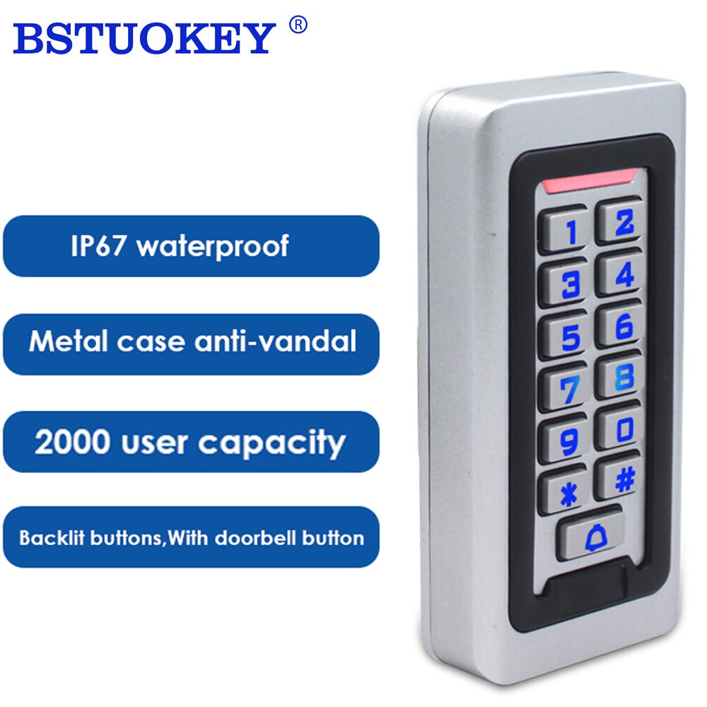 125Khz Rfid Door Access Control System IP68 Waterproof Silicone Keypad Standalone Proximity Card Reader With 2000 User