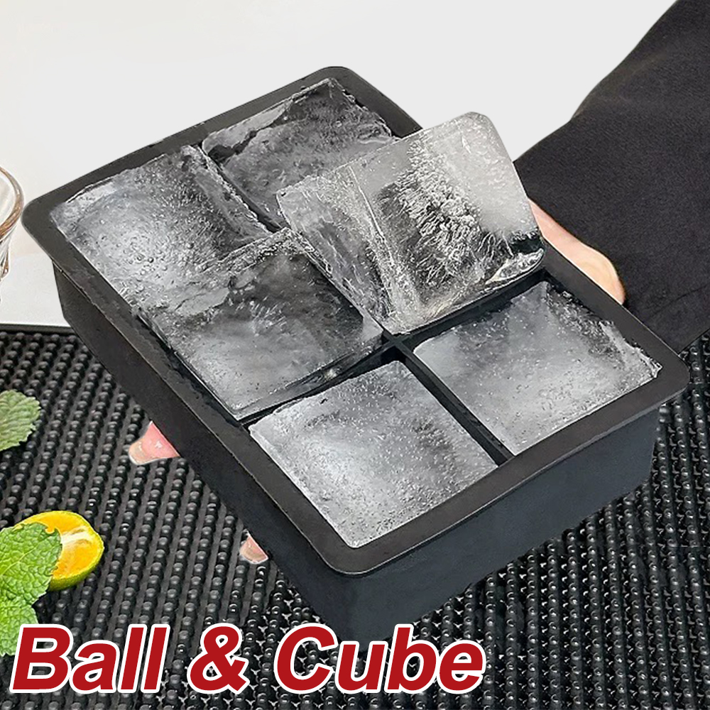 Silicone Ice Cube Molds Set Large Whiskey Ice Cube Ball Mold Round Square Trays for Cocktails Freeze Homemade Iced Drink Barware