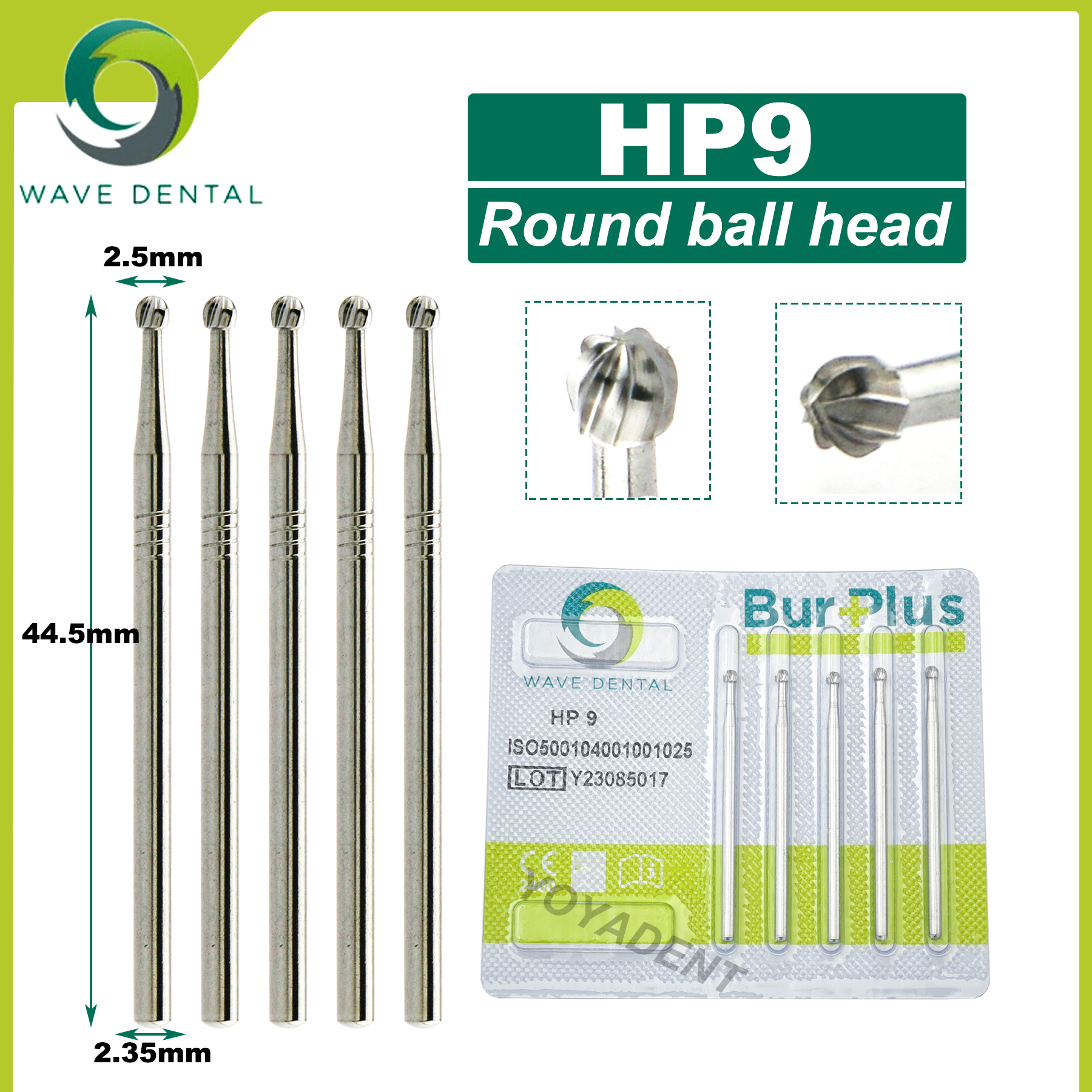 Fraises dentaires en carbure de tungstène WAVE, forets de dentisterie, fraise dentaire HP Dia 2.35mm pour cône à nez droit, pièce à main à basse vitesse 5 pièces/paquet: Lumière Rouge