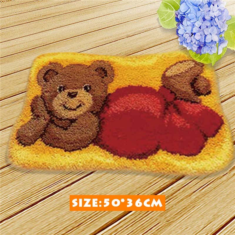 Bear Latch Hook Kits Diy Cushion Animals Klink Haak Kleed Bloemen Button Needlework Mat Kit Almofadas Klink Haak Kussen Bloem 3D: ZD099