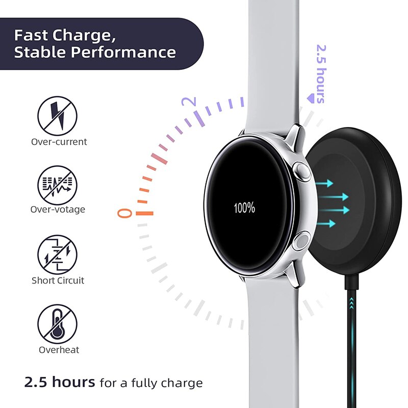 Station de charge pour Galaxy Watch, Compatible avec Samsung Galaxy Watch 4 Watch 3 41mm/45mm, Active 2 Active 1