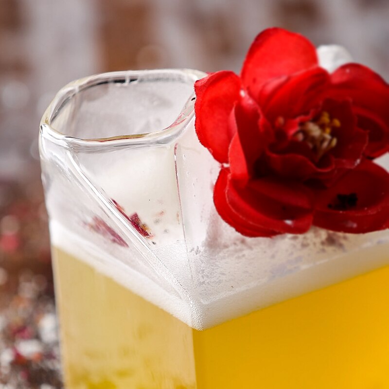 Half Pint Creamer Cocktail Glass Quadrate Milk Carton Box Rum Fruit Juice Beverage Cold Drink Cup For Bar