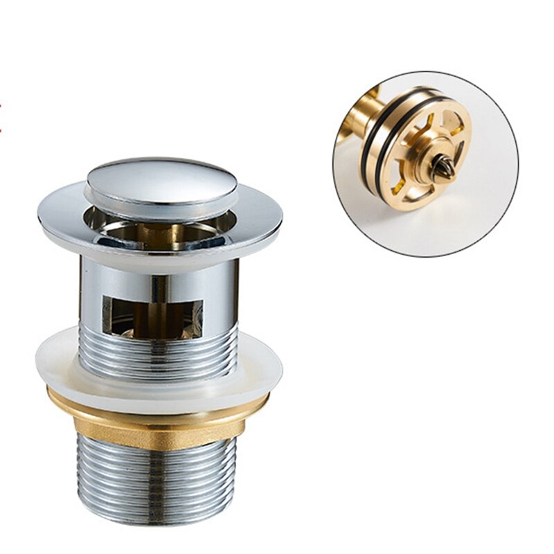 Basin Sink Waste PopUp, Click Clack Sprung Plug with Overflow for Bathroom Sink, Sprung Basin Waste Slotted