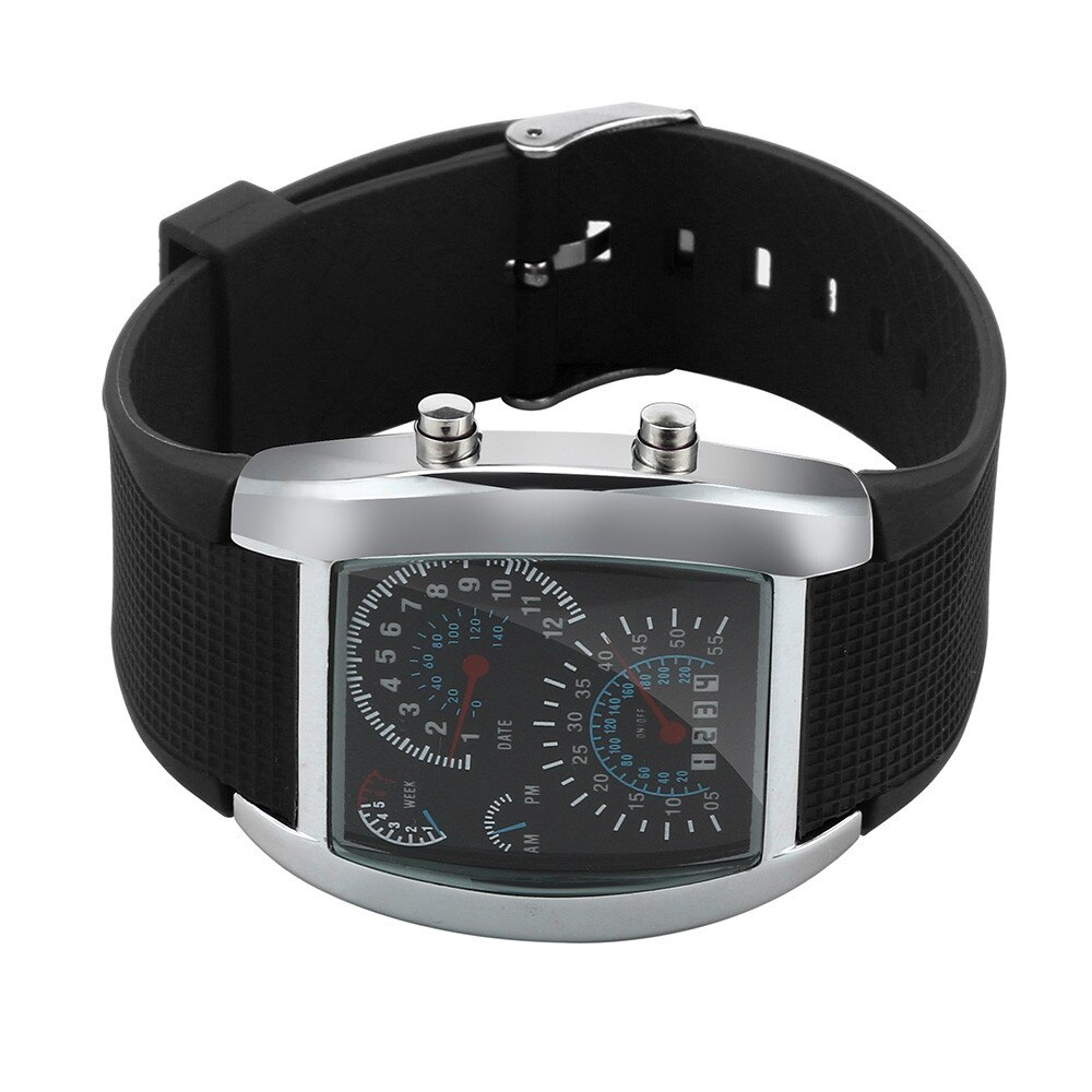 Hommes montres lumière Led Flash Turbo compteur de vitesse sport cadran compteur montre horloge Simple numérique analogique montres Relogio