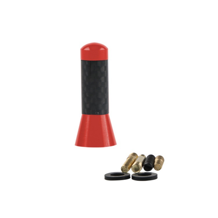 Antenne à mât court et trapu en métal à vis en Fiber de carbone, antenne de toit de style de voiture, Signal amélioré pour accessoires de voiture Benz: Rouge