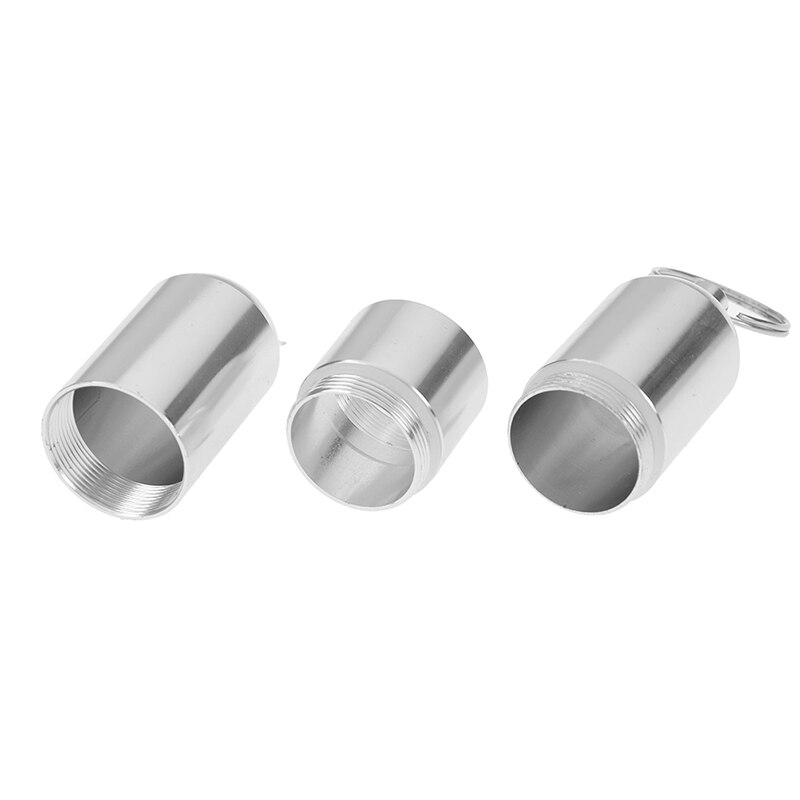 Aluminum Pill Case 2 Sizes Silver Pill Box Capsule Shape Keychain Outdoor Pocket Pill Holder Container Medicine Box