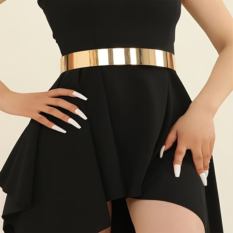 Cinto de metal dourado clássico, corrente de cintura ajustável, elegante, vestido, joias corporais para mulheres, uso diário