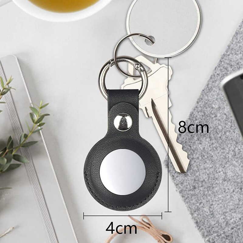 2 -teiliges etui, kompatibel mit apple airtag, schutzhülle aus pu-leder mit schlüsselanhänger und schlüsselring für airtag-zubehör