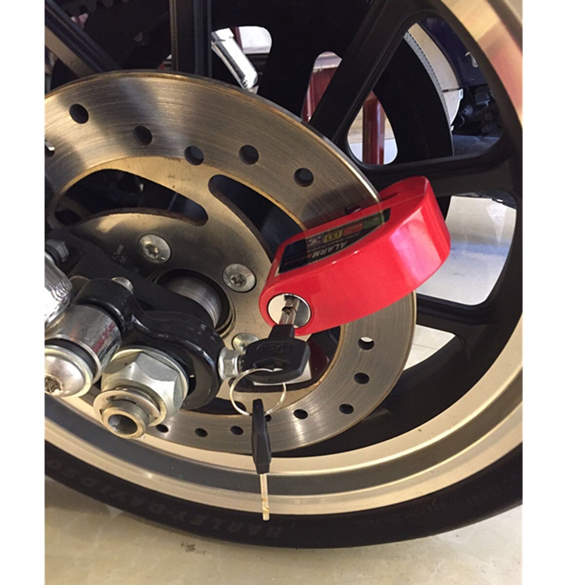 Câble de rappel pour moto et Scooter en métal, 2m/6 pieds, serrure de frein de vélo, sécurité, antivol, roue, disque, Kit d&#39;alarme