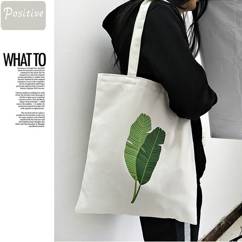 Leinwand Druck Banane Blatt Taschen für Frauen lässig eins Frauen Schulter Taschen Käufer Tote Strand Tasche bolsa feminina