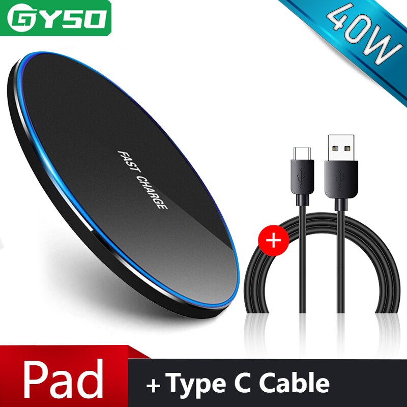 40W Qi Draadloze Oplader Voor Iphone 13 12 11 Pro Xs Max Snelle Wirless Opladen Voor Samsung Xiaomi Huawei telefoon Qi Lader Draadloze: E 40W Black