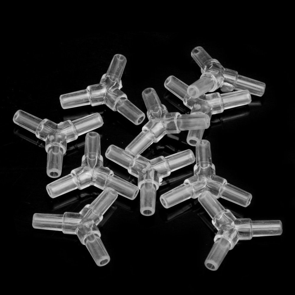 10 stuks kunststof luchtslang slangpilaar t-stuk connector adapter aquarium aquarium zuurstofpomp slangverbinding luchtpijp fitting verbindingsstuk