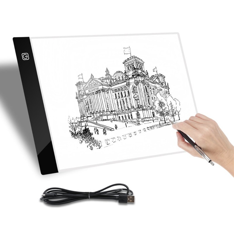 1A USB A4 Art Stencil Board LED Drawing Board 2000LM Copy Art Drawing Tracing Stencil Board Artist Table Plate Pad