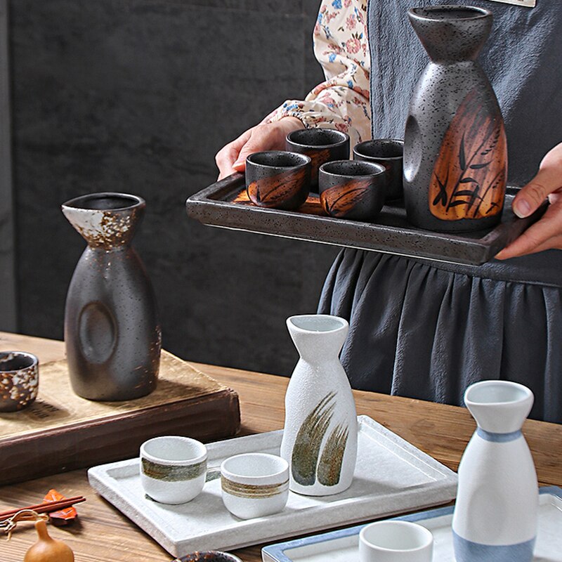 Sake Set Japanese Traditional Japanese Sake Cup Set Hand Painted Porcelain Pottery Ceramic Cups Crafts Wine Glasses