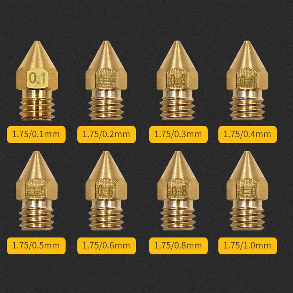 0.1-1.0mm 3d tulostimen messinki-suutin  mk8 suulakepuristimen suutin tulostuspää 3d tulostimen kirjainten tulostustarvikkeet