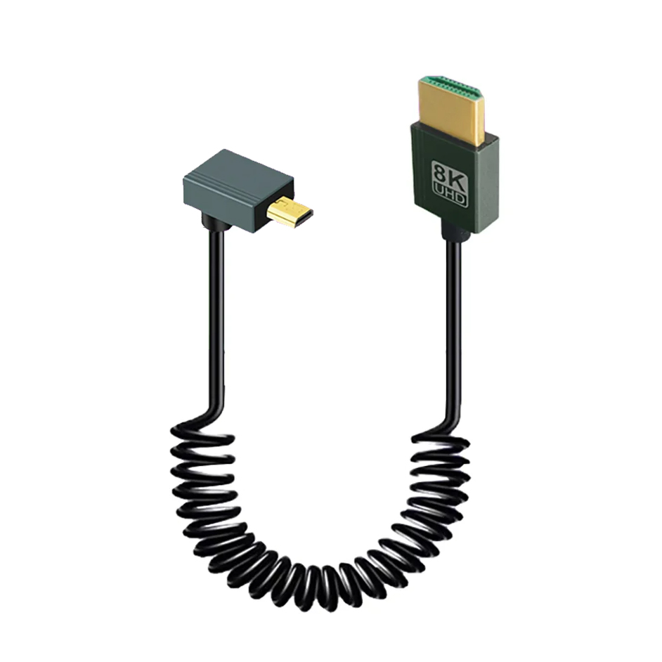 90 Degree Mini Micro HDMI-compatible Coiled Cable Support 3D 8K Spring Flexible Slim Cord for Camera DV Video Capture Card HDTV: PURPLE