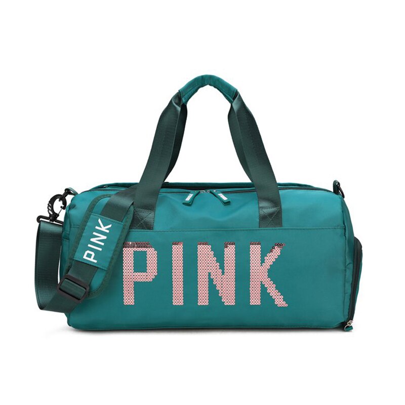 Bolsos de mano con letras de lentejuelas para mujer, gran capacidad, para ocio, fitness, bolsos de viaje, conjuntos de equipaje de ,: Verde