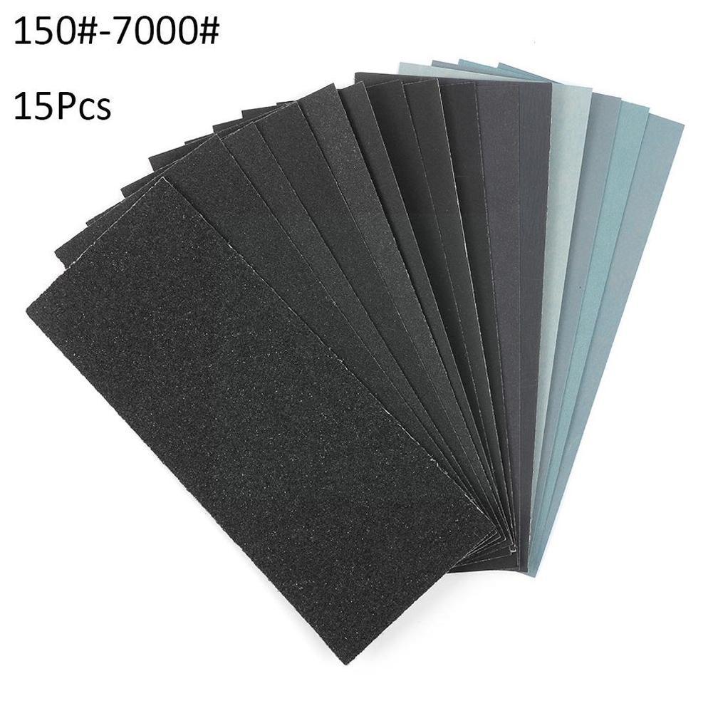 Wet Dry Sandpaper Sheets 150/180/240/320/400/600/800/1000/1200/1500/2000/2500/3000/5000/7000 15 Total Sheets N3W0