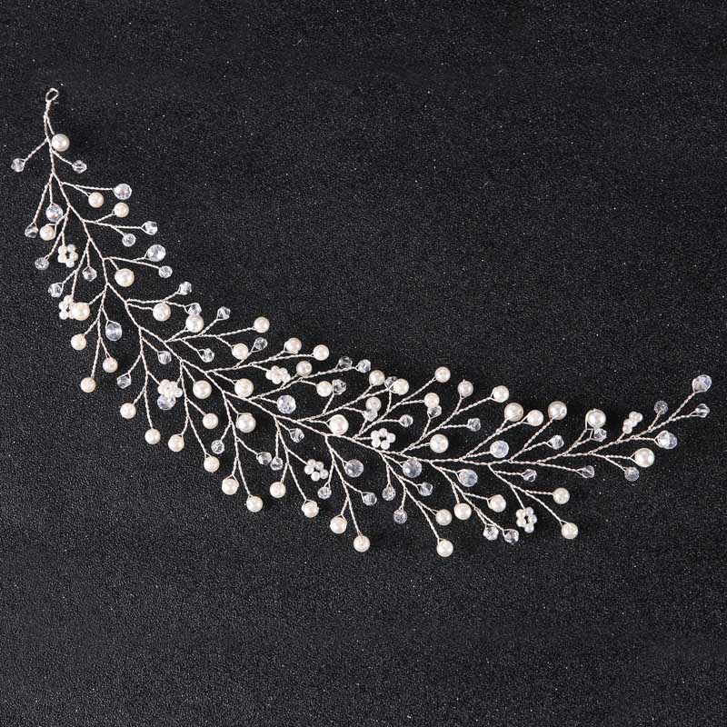 Hair Bands Pearl Wedding Hair Ornament Rhinestone Flower Women Bridal Head Decoration Handmade Crystal Hair Jewelry: A016