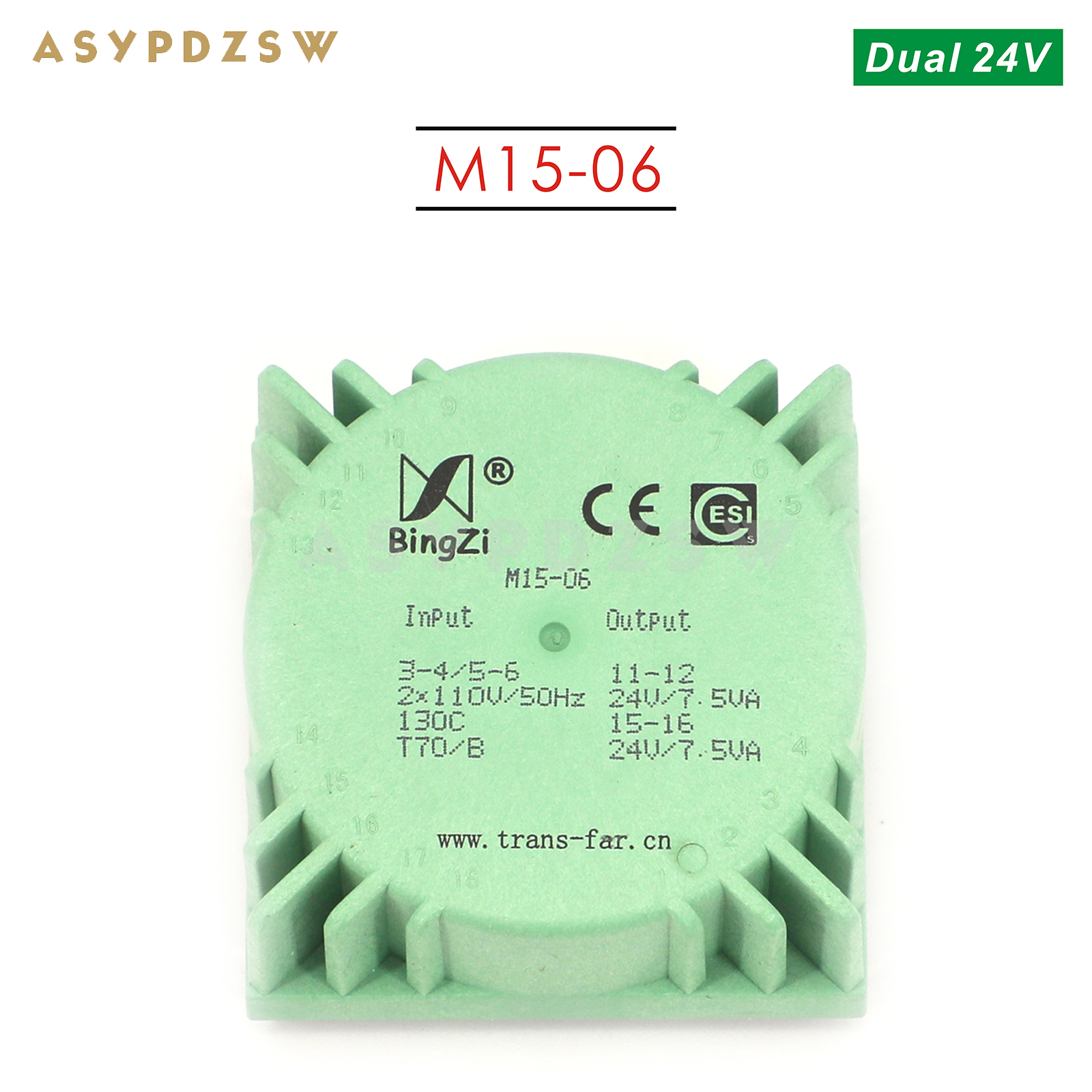 M15 AC 110x2 IN 15VA Epoxidversiegelter Topf-Ringkerntransformator 15W AC 9V ---- 24V (optional): Silber
