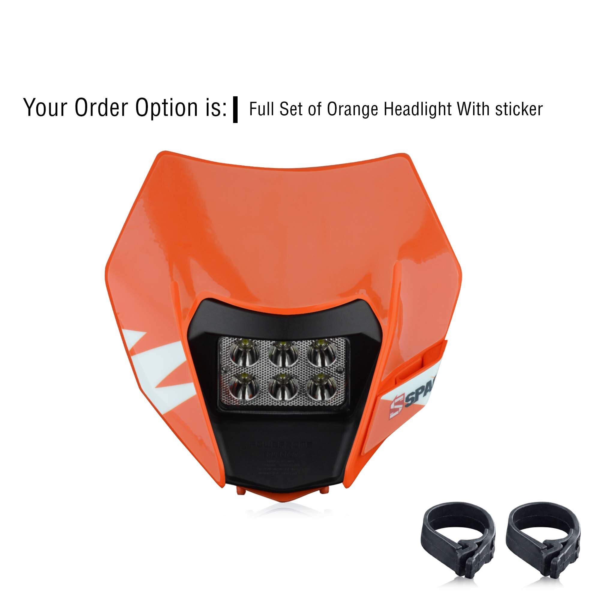 Motorrad LED Scheinwerfer Vorne Lampe Maske Beleuchtung Scheinwerfer Für KTM SXF EXC XCF XCW SMR 125 250 350 450 500 530 sechs Schild MX Enduro: Orange COMP 2