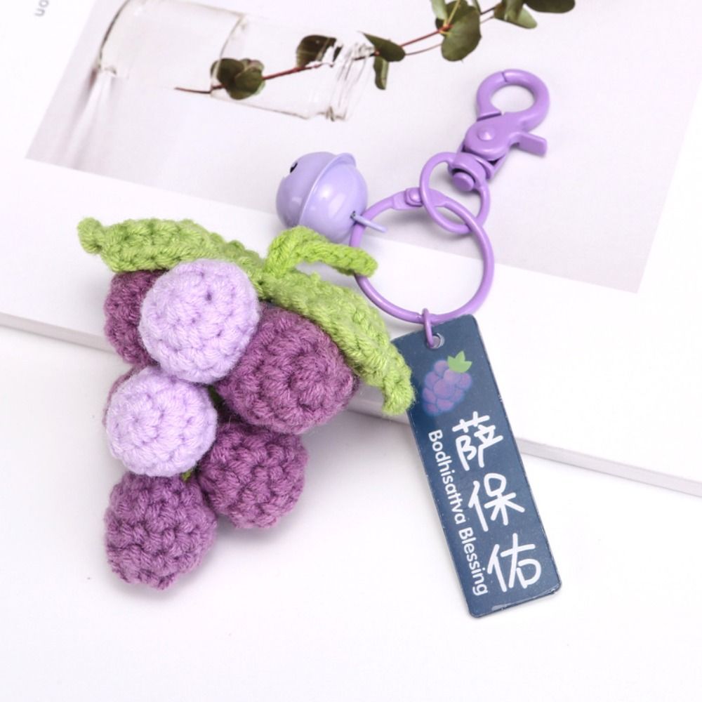 LLavero de punto de sandía y Mango, llavero de fruta de ganchillo de aguacate y piña, llaveros tejidos bonitos y frescos hechos a mano, dijes para bolso: Verde