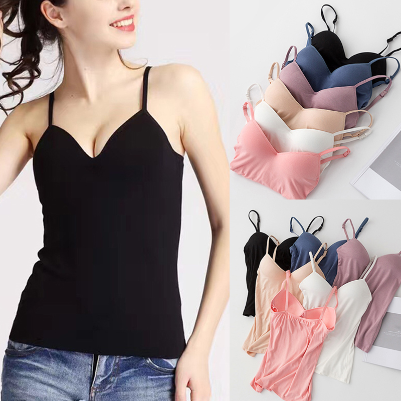 Womens Comfy Vest Met Ingebouwde Bh V-hals Mouwloz... – Grandado