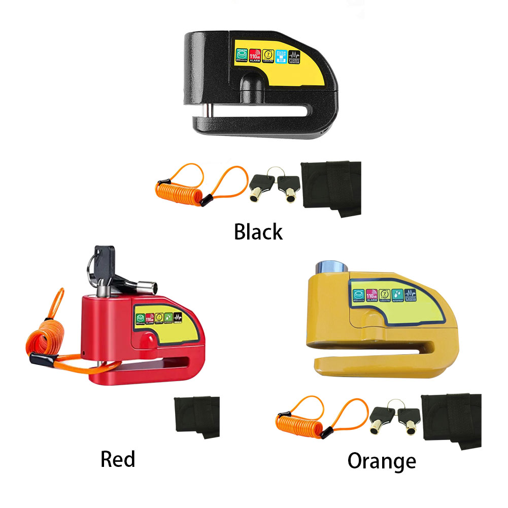Disc Brake Lock 110db Alarm Scooter Security Portable Outdoor Motorcycle Bike With Reminder Cable Anti Theft Padlock Universal