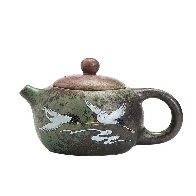 Xishi Keramische Thee Pot Crane Handgemaakte Groene Chinese Thee Pot Retro Keramische Kung Fu Theepot Kleine Pot Enkele Pot Pu'er thee Maker