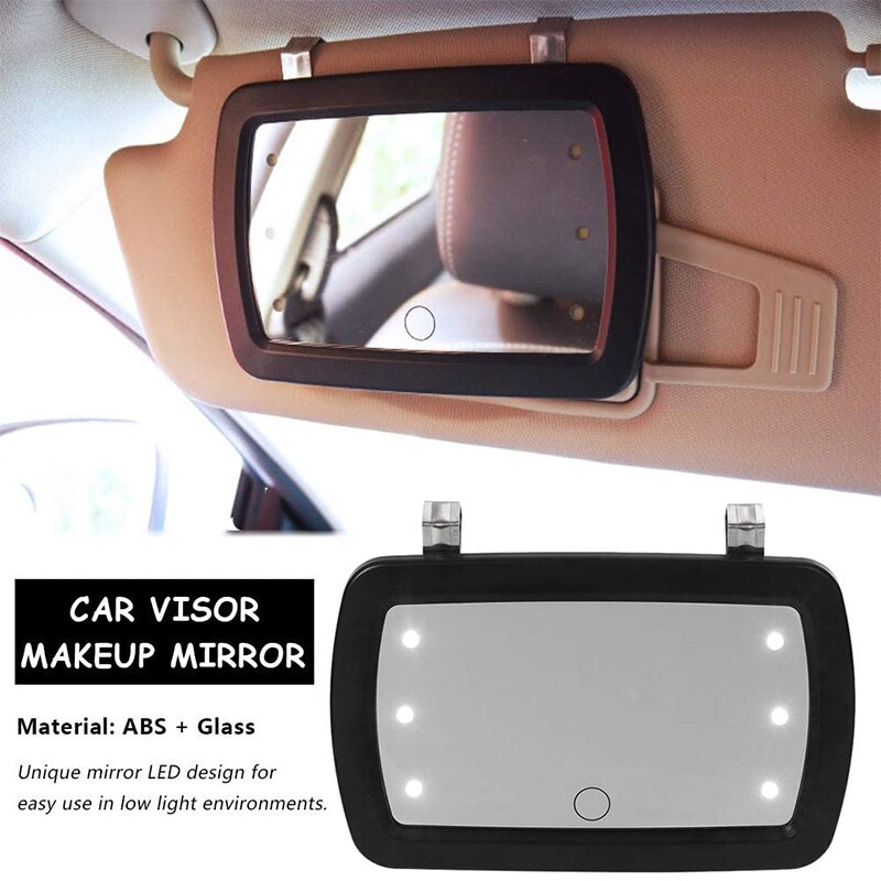 Espejo para visera con Clip para compras, para maquillaje de coche, tocador, parasol para coche, espejo para visera LED, HD, sombra solar, cosmético